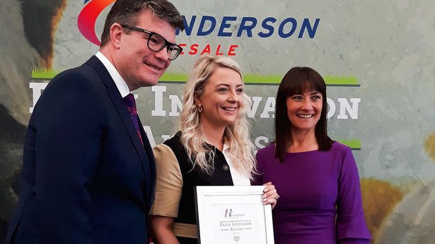 Victoria Cartmill (U.M.I Foods) pictured with Neal Kelly (Fresh Foods Director at Henderson Wholesale) and Jo Scott (BBC NI)